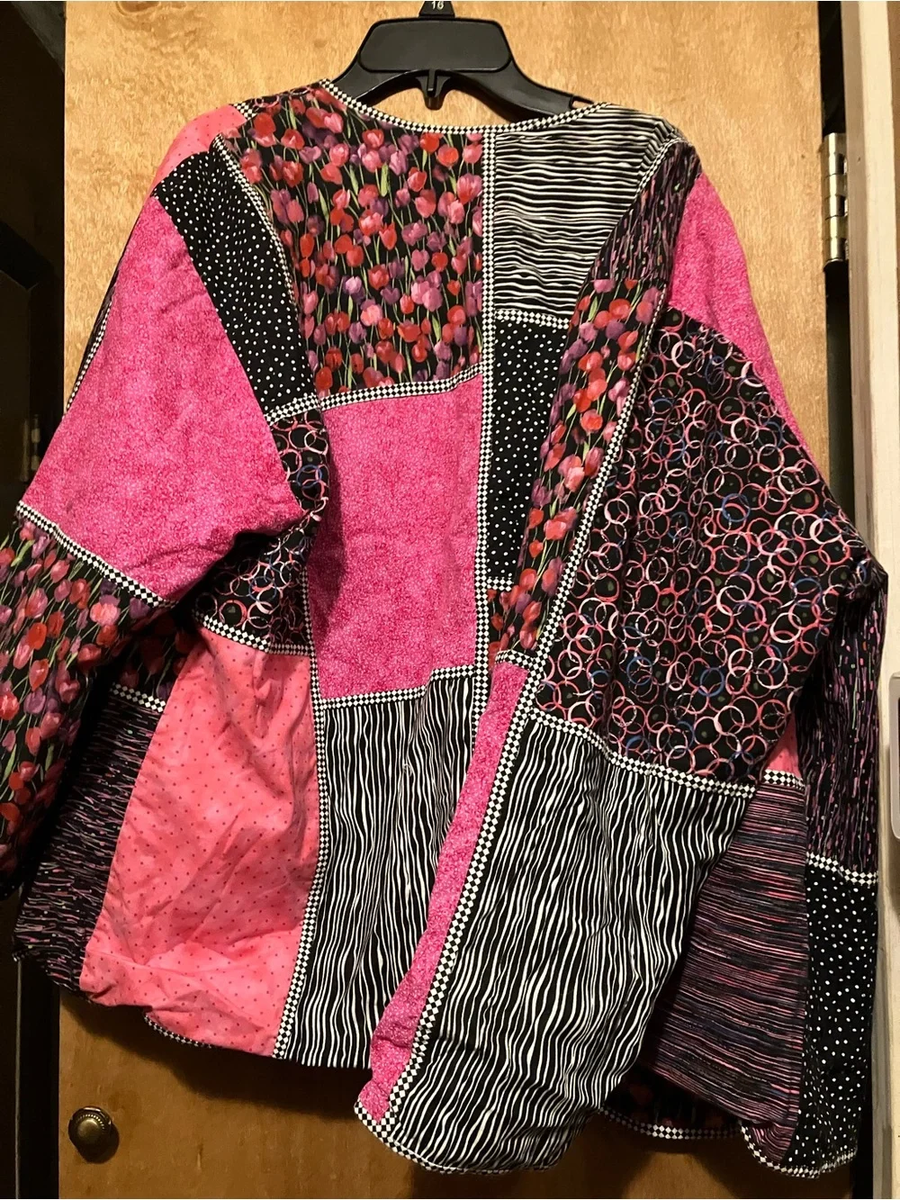 Homemade Pink Floral Patchwork  Reversible Jacket Size L/XL